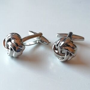 Stainless Steel Love Knot Cufflinks Sophisticated Elegant Black Tie Event